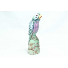 Hand crafted puple painted Natural Jade gem stone sitting bird figure decorative